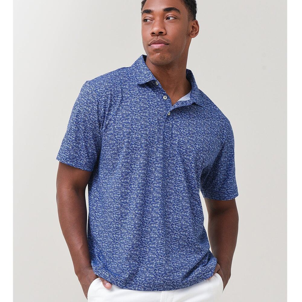 Peter Millar Seaside Aqua Pima Cotton Sports Car Short Sleeve Polo Size Large
